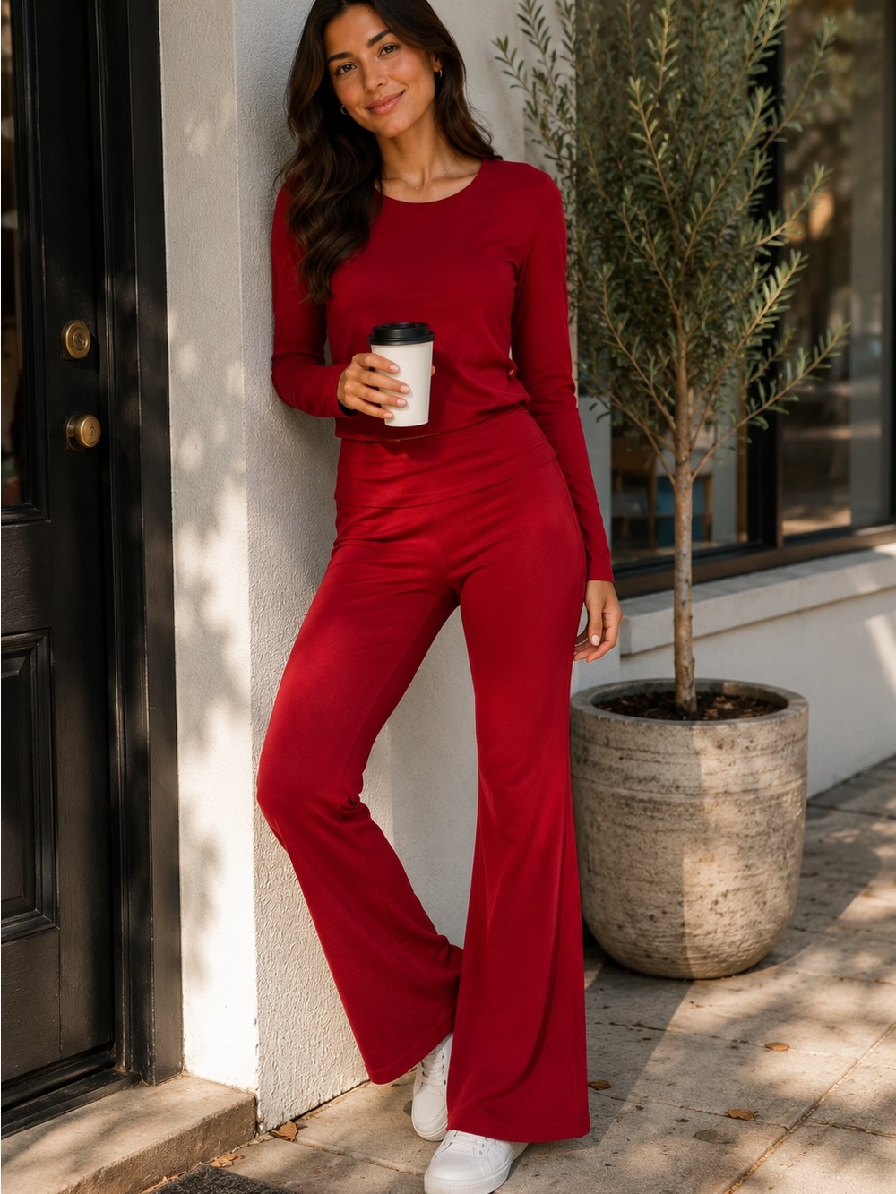 Matching Lounge Set | Athleisure, Travel, Yoga 2pc set - Size Small Deep Red